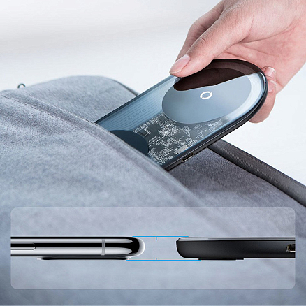 Беспроводная зарядка 2-в-1 для телефона и AirPods Baseus Simple (быстрая зарядка) прозрачная