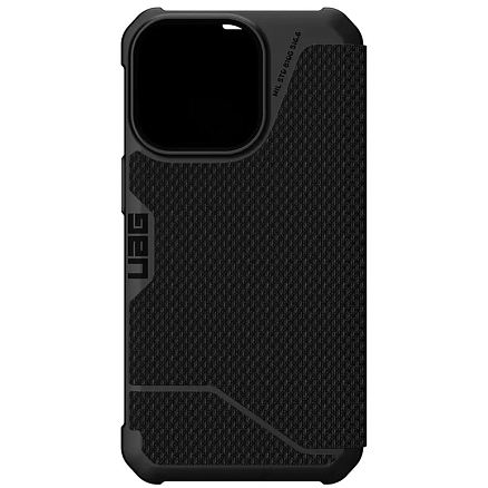 Чехол для iPhone 13 Pro гибридный для экстремальной защиты - книжка Urban Armor Gear UAG Metropolis Kevlar черный