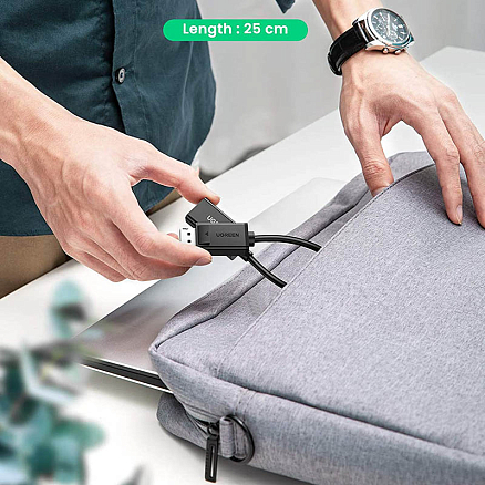 Переходник DisplayPort - HDMI (папа - мама) длина 25 см 4K Ugreen MM137 черный