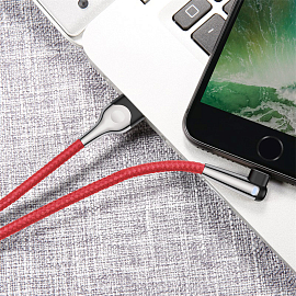 Кабель USB - Lightning для зарядки iPhone 2 м 1.5А плетеный с угловым штекером Baseus  Sharp-bird красный
