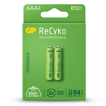 Аккумуляторы AAА (пальчиковые маленькие) Ni-Mh 850мАч GP Gift box комплект 2 шт.