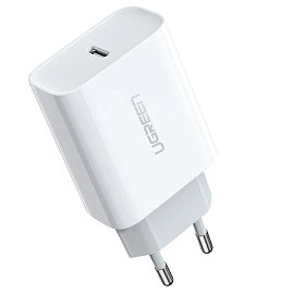 Зарядное устройство сетевое Type-C 20W Ugreen CD137 (быстрая зарядка PD 3.0, QC 3.0) белое
