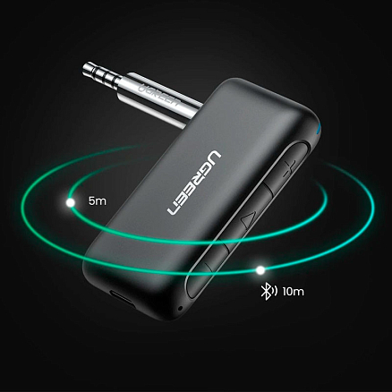 Bluetooth аудио адаптер (ресивер) в разъем 3,5 мм aptX Ugreen CM127 с громкой связью черный