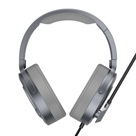 Наушники Baseus GAMO D05 полноразмерные с микрофоном и пультом управления игровые серебристые