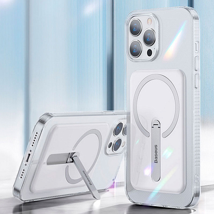 Чехол для iPhone 13 силиконовый c подставкой Baseus Magnetic прозрачный