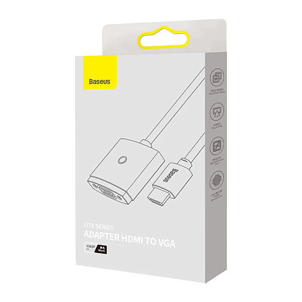 Переходник HDMI- VGA (папа - мама) длина 0,2 м Baseus Lite Series черный