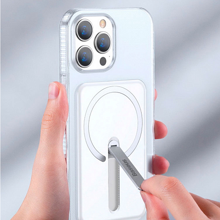 Чехол для iPhone 13 силиконовый c подставкой Baseus Magnetic прозрачный