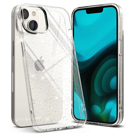 Чехол для iPhone 14 гелевый с блестками ультратонкий Ringke Air прозрачный