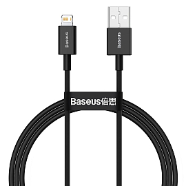 Кабель USB - Lightning для зарядки iPhone 1 м 2.4А Baseus Superior черный