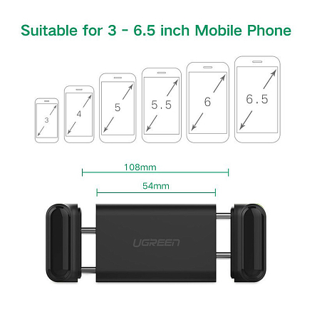 Держатель автомобильный в решетку обдува Ugreen LP120 черный