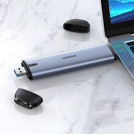 Корпус для SSD M.2, SATA диска Type-C 3.1 Gen 2 (6 Gbps), USB Ugreen CM298 серый