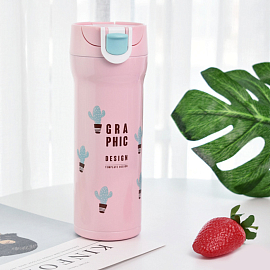Термос (термобутылка) Frutty Cactus 480 мл розовый