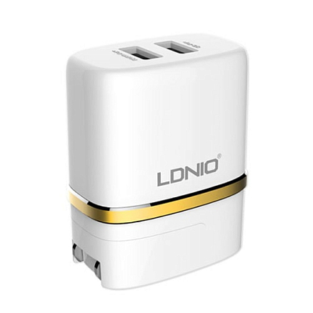 Зарядное устройство сетевое с двумя USB входами 2.4А и MicroUSB кабелем Ldnio DL-AC52 белое