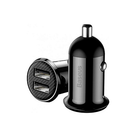 Зарядное устройство автомобильное с двумя USB входами 4.8A Baseus Grain Pro черное