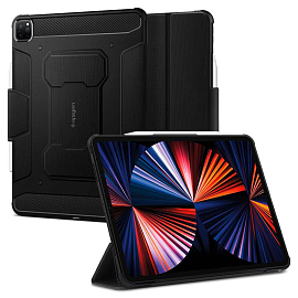 Чехол для iPad Pro 12.9 2021 гелевый Spigen Rugged Armor Pro черный