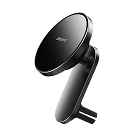 Держатель автомобильный в решетку обдува с беспроводной зарядкой Baseus Big Energy Car Mount черный