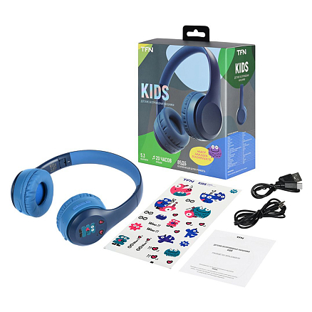 Наушники для детей беспроводные TFN Kids накладные складные синие