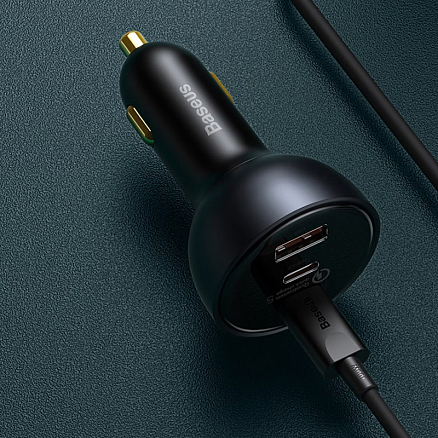 Зарядное устройство автомобильное с USB и двумя Type-C входами 160W Baseus Technology Multi-Port (быстрая зарядка QC 5.0) черное