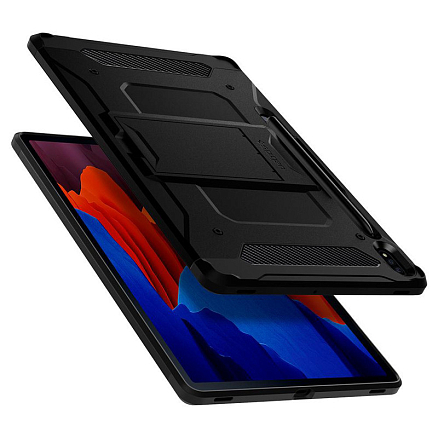 Чехол для Samsung Galaxy Tab S7 Plus 12.4 T970, T976, S8 Plus 12.4 гибридный для экстремальной защиты Spigen Tough Armor Tech черный