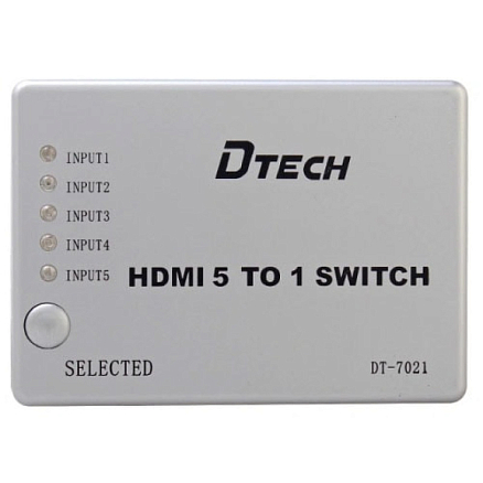HDMI Switch на 5 портов (5 HDMI входов на 1 HDMI выход) Dtech DT-7021 с пультом