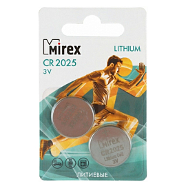 Батарейка CR2025 литиевая Mirex упаковка 2 шт.