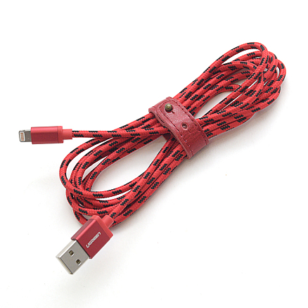 Кабель USB - Lightning для зарядки iPhone 1,5 м 2.4А MFi плетеный Ugreen US247 красный