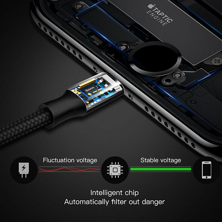 Кабель Type-C - MicroUSB, Lightning 1,2 м 3A плетеный Baseus Rapid черно-золотистый