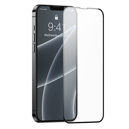 Защитное стекло для iPhone 13, 13 Pro, 14 на весь экран Baseus Corning прозрачное 0,4 мм 2 шт.