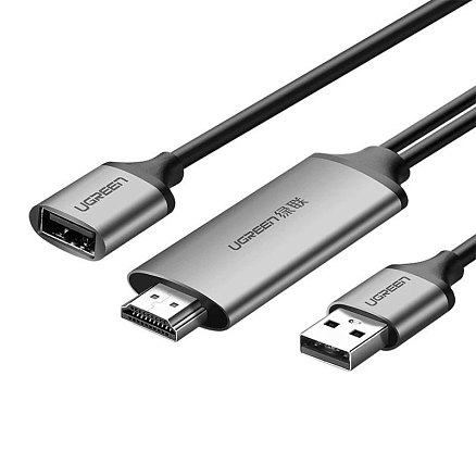 Переходник (преобразователь) USB 2.0 - HDMI (мама - папа) длина 1 м с питанием USB Ugreen CM151 черный