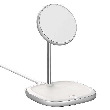 Беспроводная магнитная зарядка MagSafe для iPhone 15W Baseus Swan белая
