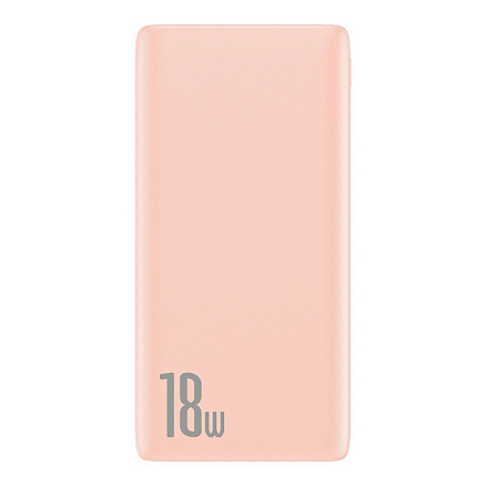 Внешний аккумулятор Baseus Bipow 10000мАч (USB, Type-C, ток 3А, быстрая зарядка PD, QC 3.0, 18Вт) розовый