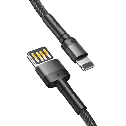 Кабель USB - Lightning для зарядки iPhone 1 м 2.4А плетеный Baseus Cafule SE черно-серый