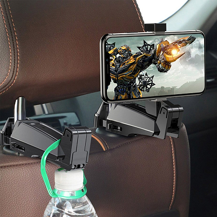 Держатель автомобильный на подголовник складной Baseus Backseat черный