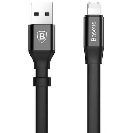 Кабель USB - MicroUSB, Lightning для зарядки 23 см 2А плоский Baseus Portable черный