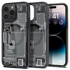 Чехол для iPhone 14 Pro Max гибридный Spigen Ultra Hybrid Zero One MagSafe серый