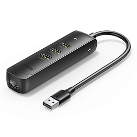 Переходник USB 3.0 - 3 x USB 3.0, RJ45 Ugreen CM530 серый