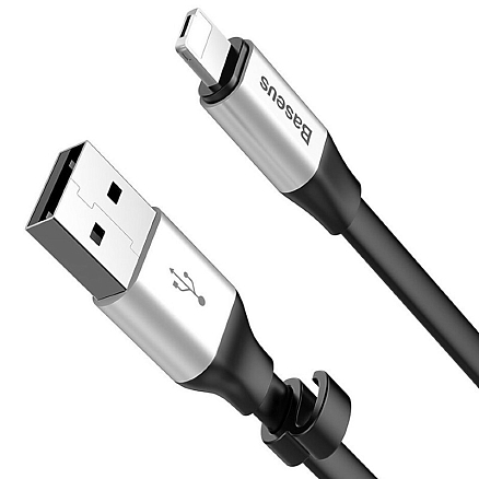 Кабель USB - MicroUSB, Lightning для зарядки 23 см 2А плоский Baseus Portable серый