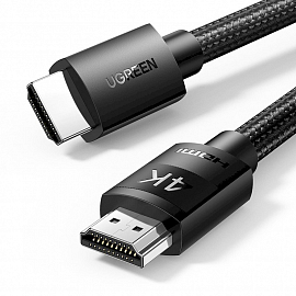 Кабель HDMI - HDMI (папа - папа) длина 3 м версия 2.0 4K 60Hz плетеный Ugreen HD119 черный
