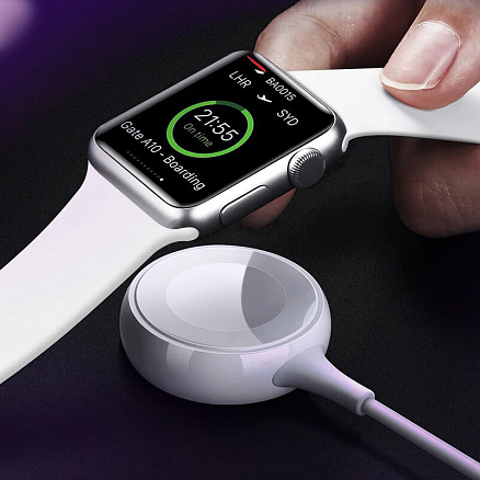 Беспроводная зарядка для Apple Watch магнитная MFi Ugreen CD177 с Type-C кабелем белая