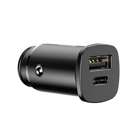 Зарядное устройство автомобильное с USB и Type-C входами 4.5А 30W Baseus Square PPS (быстрая зарядка PD 3.0, QC 3.0) черное
