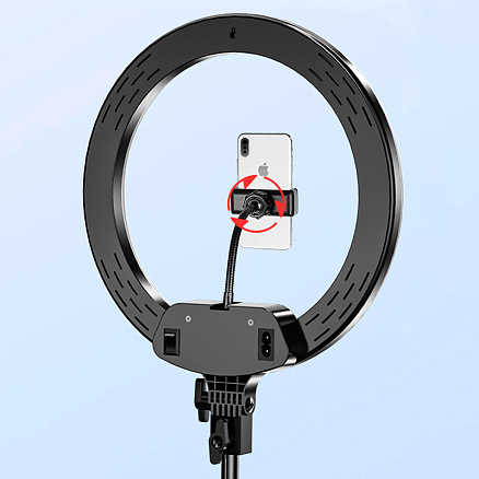 Кольцевая лампа диаметром 32 см с пультом ДУ AL-33 черная