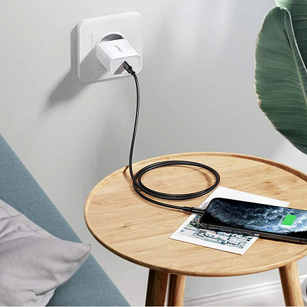 Кабель Type-C - Lightning для зарядки 2 м 3А 18W MFi Ugreen US171 (быстрая зарядка PD) черный