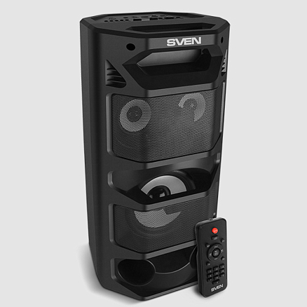 Портативная колонка Sven PS-670 с подсветкой, FM-радио, USB и поддержкой MicroSD карт черная