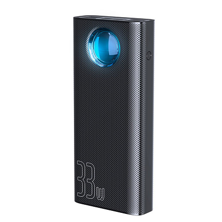 Внешний аккумулятор Baseus Amblight 30000мАч (4хUSB, Type-C, ток 3А, быстрая зарядка PD, QC 3.0, 33Вт) черный