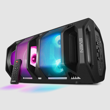 Портативная колонка Sven PS-670 с подсветкой, FM-радио, USB и поддержкой MicroSD карт черная