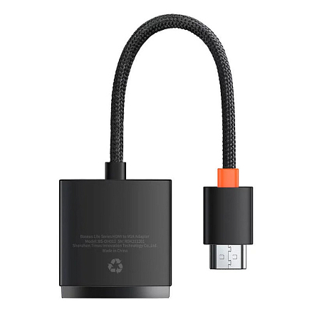 Переходник HDMI- VGA (папа - мама) длина 0,2 м Baseus Lite Series черный