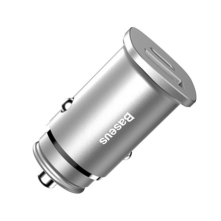 Зарядное устройство автомобильное с USB и Type-C входами 4.5А 30W Baseus Square PPS (быстрая зарядка PD 3.0, QC 3.0) серебристое