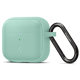 Чехол для наушников AirPods 3 силиконовый с карабином Spigen Silicone Fit зеленый