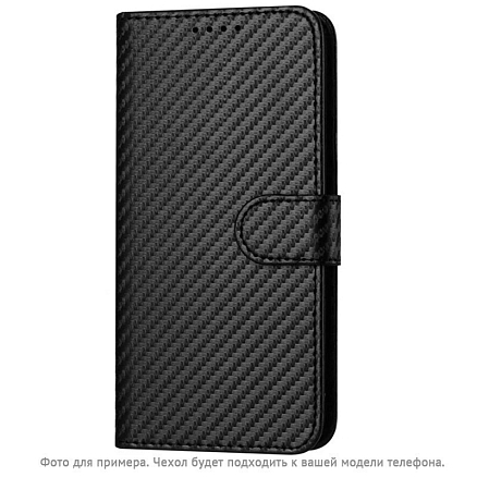 Чехол для Xiaomi Redmi Note 14C кожаный - книжка CASE book карбоновый черный