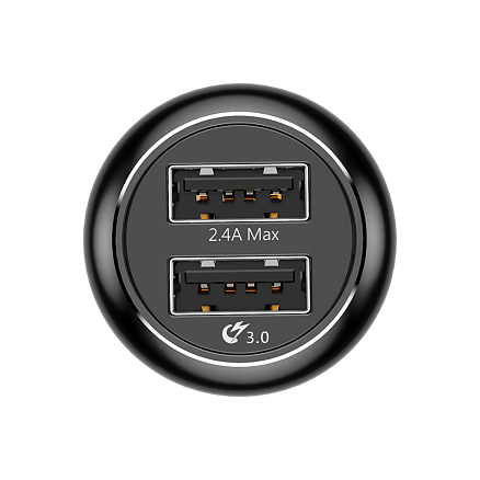 Зарядное устройство автомобильное с двумя USB входами 3А Baseus Gentry (быстрая зарядка QC 3.0) черное